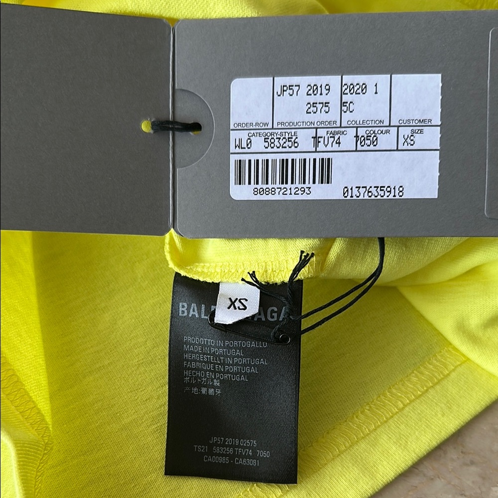Balenciaga Yellow Short Sleeve Tee - Picture 5 of 5